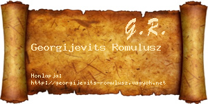 Georgijevits Romulusz névjegykártya